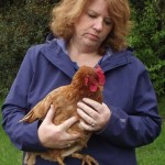 Karen Cleveland communicating with chicken